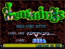 Title screen of Lemmings on the Sega Nomad.