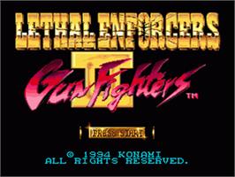 Title screen of Lethal Enforcers II: Gun Fighters on the Sega Nomad.