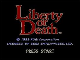 Title screen of Liberty or Death on the Sega Nomad.