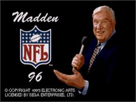 Title screen of Madden NFL '96 on the Sega Nomad.