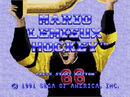 Title screen of Mario Lemieux Hockey on the Sega Nomad.