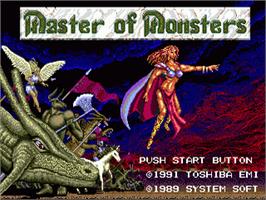 Title screen of Master of Monsters on the Sega Nomad.