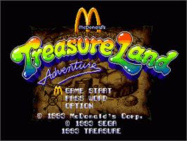 Title screen of McDonald's Treasure Land Adventure on the Sega Nomad.
