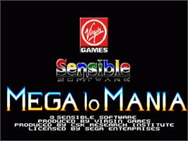 Title screen of Mega lo Mania on the Sega Nomad.