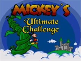 Title screen of Mickey's Ultimate Challenge on the Sega Nomad.