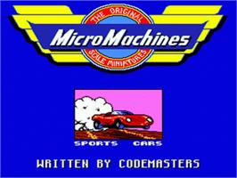 Title screen of Micro Machines: Turbo Tournament 96 on the Sega Nomad.
