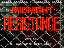 Title screen of Midnight Resistance on the Sega Nomad.