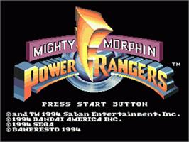 Title screen of Mighty Morphin Power Rangers on the Sega Nomad.