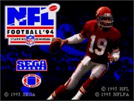 Title screen of NFL Football '94 Starring Joe Montana on the Sega Nomad.