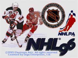 Title screen of NHL '96 on the Sega Nomad.
