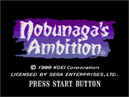 Title screen of Nobunaga's Ambition on the Sega Nomad.
