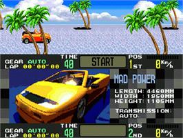 Title screen of OutRunners on the Sega Nomad.