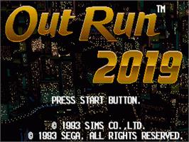 Title screen of Out Run 2019 on the Sega Nomad.