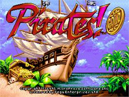 Title screen of Pirates! Gold on the Sega Nomad.