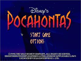 Title screen of Pocahontas on the Sega Nomad.