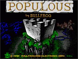 Title screen of Populous on the Sega Nomad.