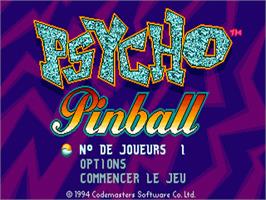 Title screen of Psycho Pinball on the Sega Nomad.
