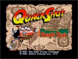 Title screen of QuackShot starring Donald Duck on the Sega Nomad.