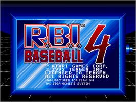 Title screen of R.B.I. Baseball 4 on the Sega Nomad.