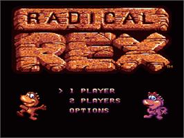 Title screen of Radical Rex on the Sega Nomad.