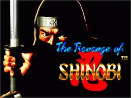 Title screen of Revenge of Shinobi, The on the Sega Nomad.