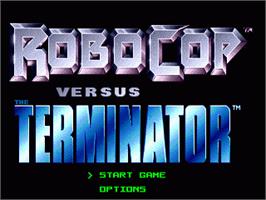 Title screen of Robocop vs. the Terminator on the Sega Nomad.