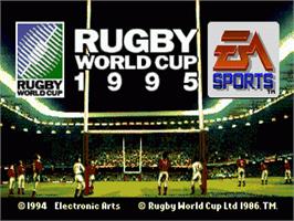 Title screen of Rugby World Cup 95 on the Sega Nomad.