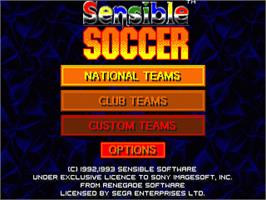 Title screen of Sensible Soccer: European Champions: 92/93 Edition on the Sega Nomad.