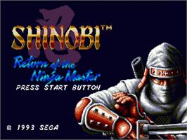 Title screen of Shinobi III on the Sega Nomad.