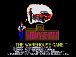 Title screen of Shove It! The Warehouse Game on the Sega Nomad.