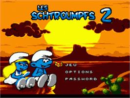 Title screen of Smurfs Travel the World, The on the Sega Nomad.