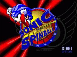 Title screen of Sonic Spinball on the Sega Nomad.