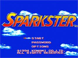 Title screen of Sparkster on the Sega Nomad.