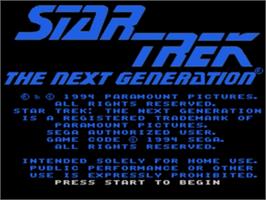 Title screen of Star Trek The Next Generation - Echoes from the Past on the Sega Nomad.