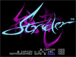 Title screen of Strider on the Sega Nomad.