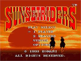 Title screen of Sunset Riders on the Sega Nomad.