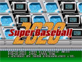 Title screen of Super Baseball 2020 on the Sega Nomad.
