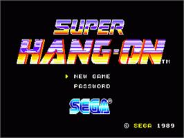 Title screen of Super Hang-On on the Sega Nomad.