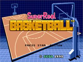 Title screen of Super Real Basketball on the Sega Nomad.