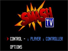 Title screen of Super Smash T.V. on the Sega Nomad.