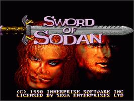 Title screen of Sword of Sodan on the Sega Nomad.
