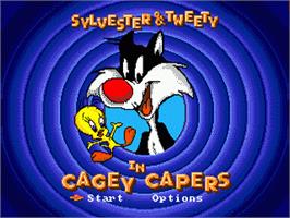 Title screen of Sylvester and Tweety in Cagey Capers on the Sega Nomad.