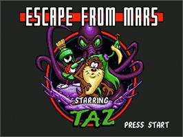 Title screen of Taz in Escape from Mars on the Sega Nomad.