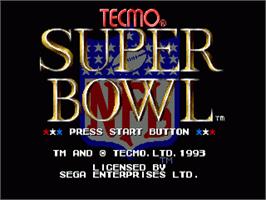 Title screen of Tecmo Super Bowl on the Sega Nomad.
