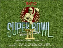 Title screen of Tecmo Super Bowl III: Final Edition on the Sega Nomad.