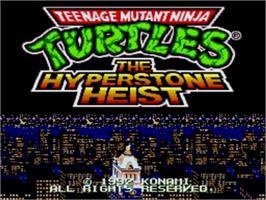 Title screen of Teenage Mutant Ninja Turtles: The HyperStone Heist on the Sega Nomad.