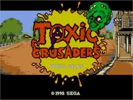 Title screen of Toxic Crusaders on the Sega Nomad.