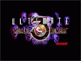 Title screen of Ultimate Mortal Kombat 3 on the Sega Nomad.