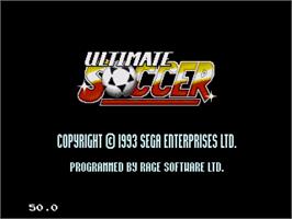 Title screen of Ultimate Soccer on the Sega Nomad.