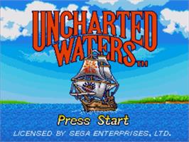 Title screen of Uncharted Waters on the Sega Nomad.